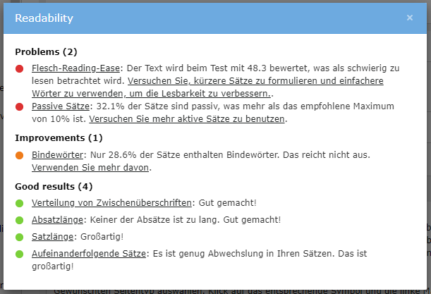 Lesbarkeitsanalyse Details