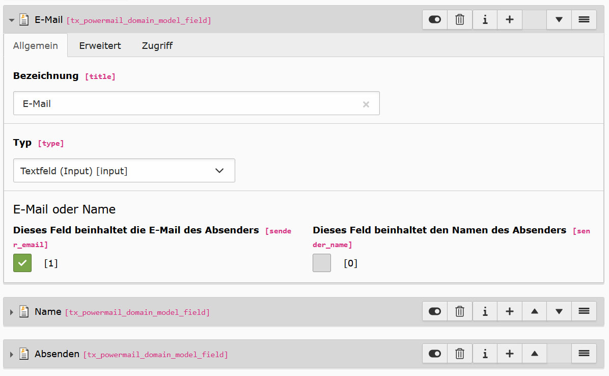 Ein Formularfeld vom Typ E-Mail