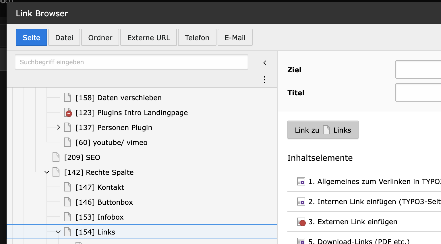 Tab interner Link