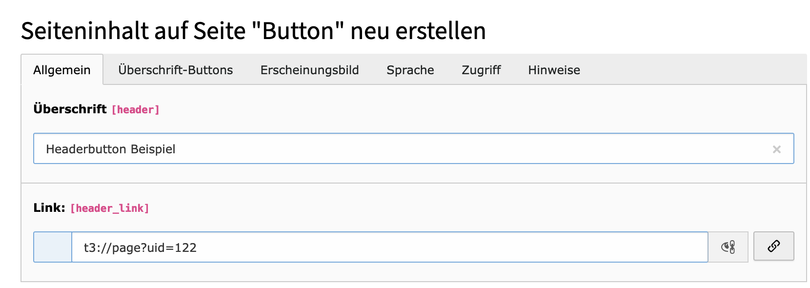 Headerbutton Tab Allgemein