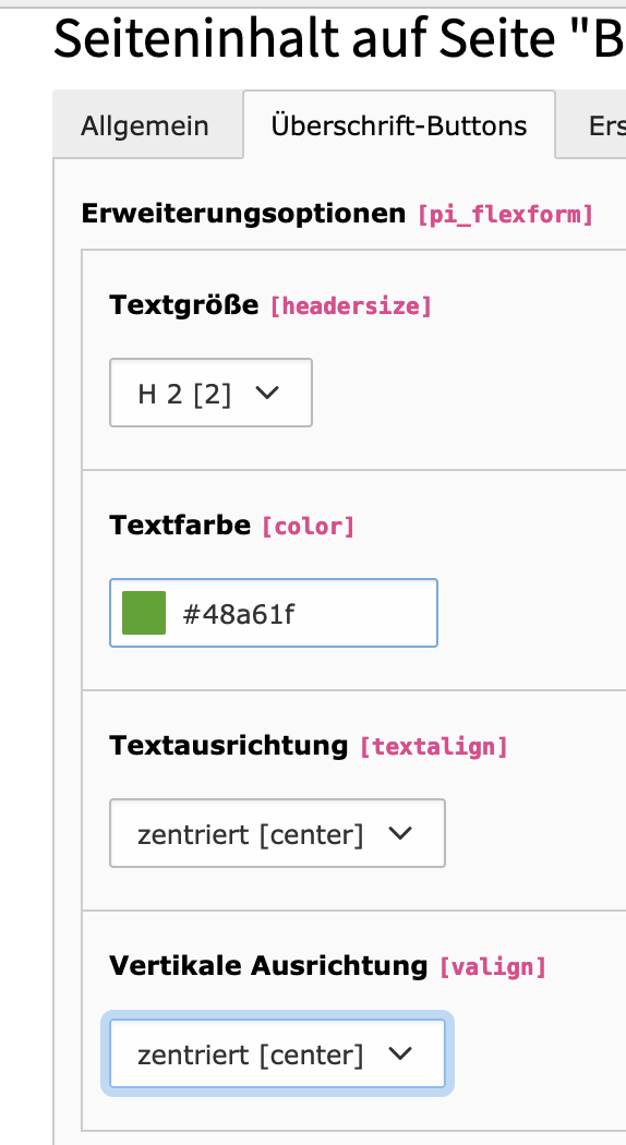 Headerbutton Tab Überschrift Buttons