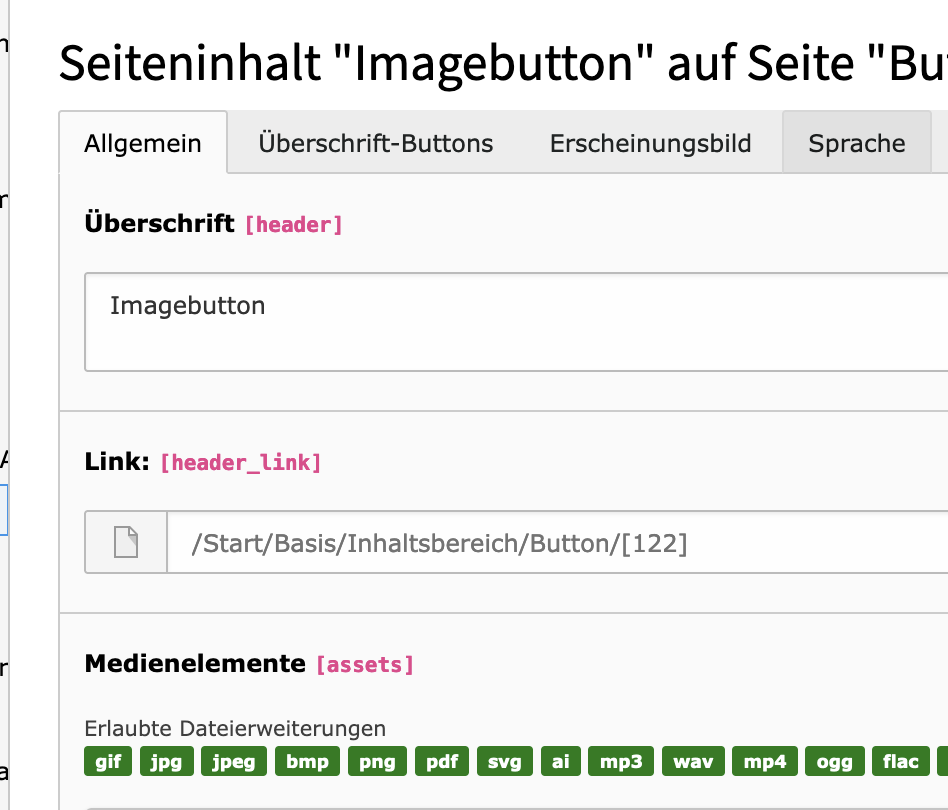 Imagebutton  Tab Allgemein