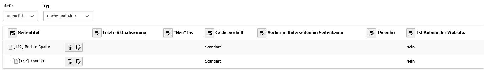 Cache und Alter