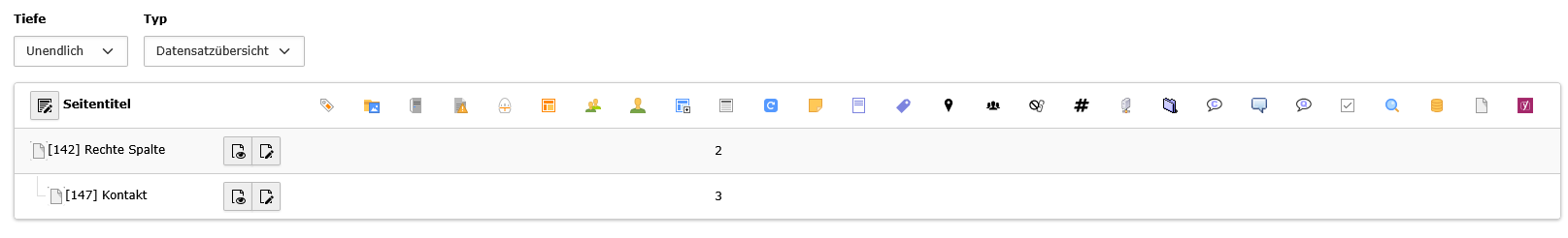 Datensatzübersicht